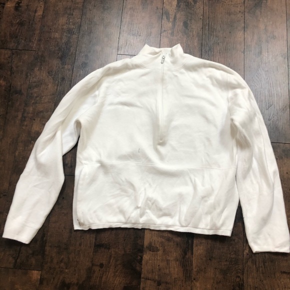 Banana Republic Sweaters - Banana Republic White Half ZIP Pullover Sweater